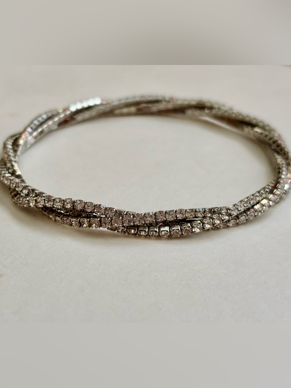 Delicate Silver-Tone Rhinestone Wrap Bracelet - Women Jewelry
